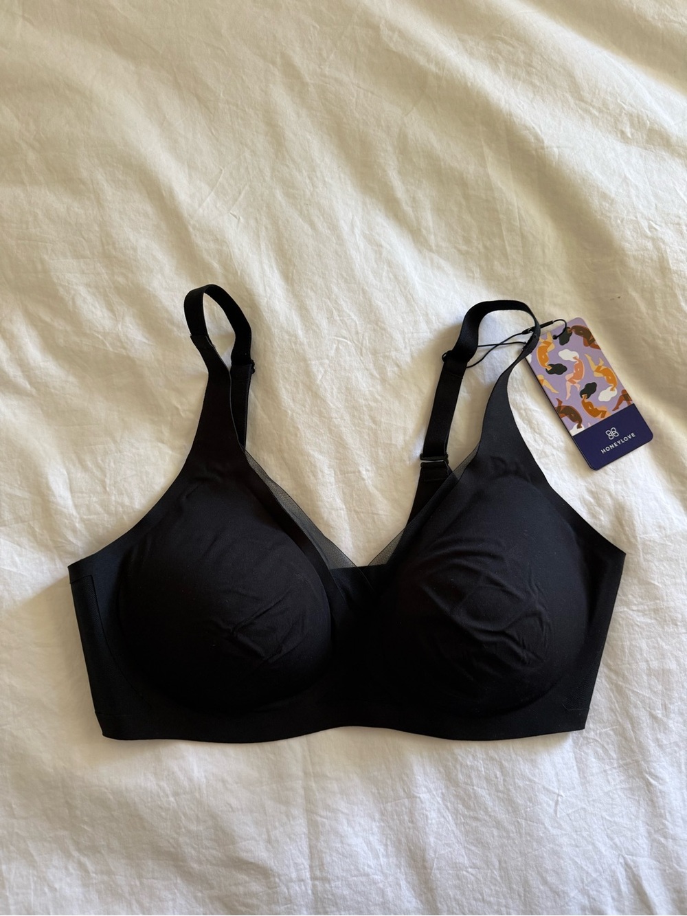 NWT Honeylove CrossOver Black Bra - 34D/DD (E)